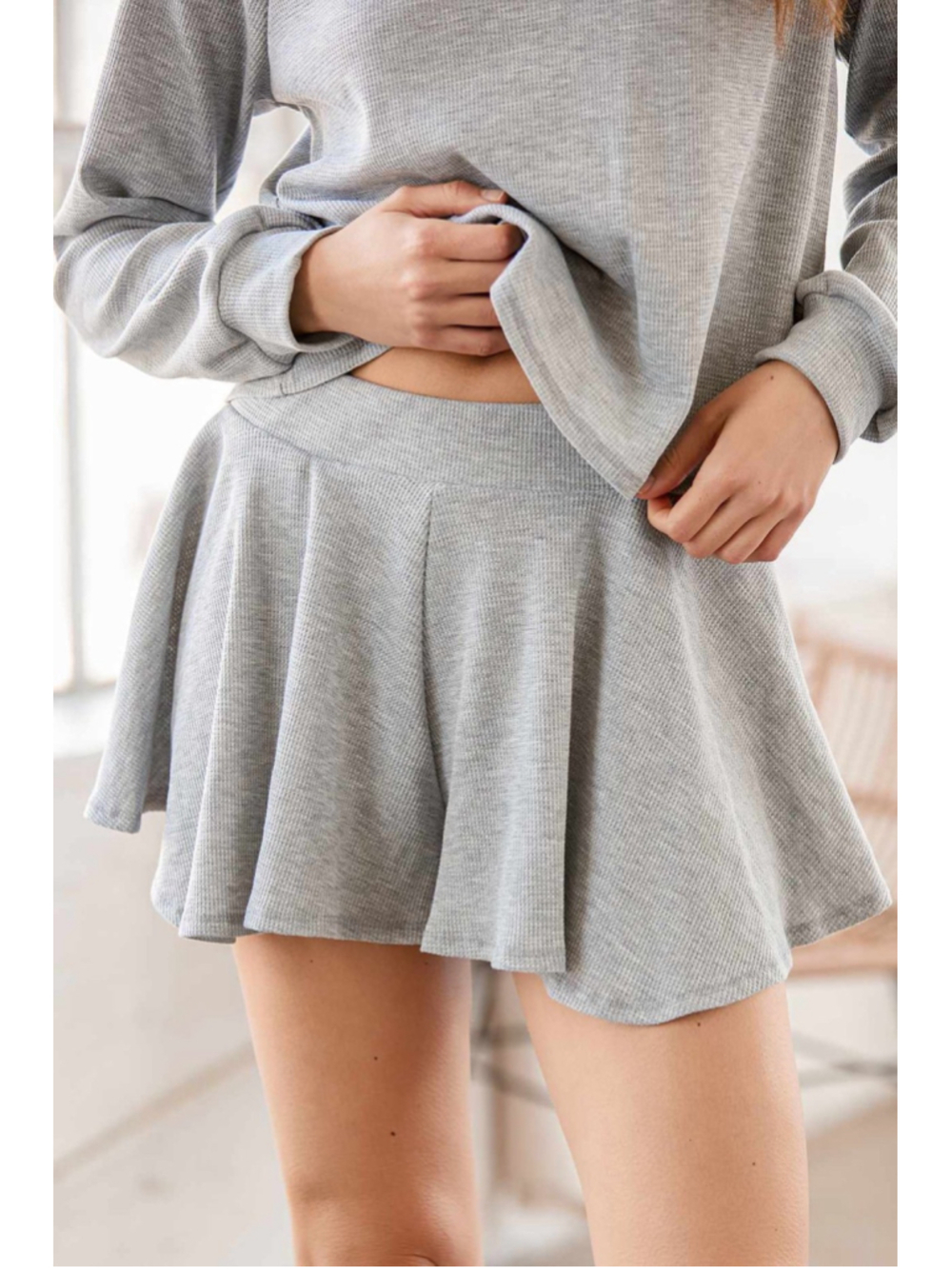 NWT Lulus Expert Chiller Heather Grey Waffle Knit Shorts